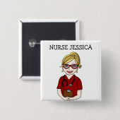 パーソナライズされたナース名バッジ 缶バッジ (正面&裏面)