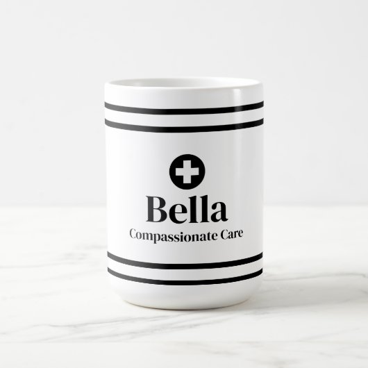 パーソナライズされたナース名 コーヒーマグカップ (中央)