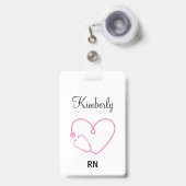 パーソナライズされたナース名RN LPN Doctor Stethoscope バッジ (正面（伸縮クリップ）)