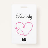 パーソナライズされたナース名RN LPN Doctor Stethoscope バッジ (正面)