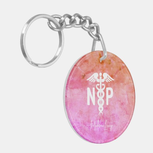 パーソナライズされたナース開業医ピンク医学 キーホルダー (正面左)
