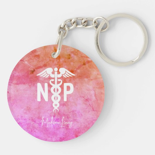 パーソナライズされたナース開業医ピンク医学 キーホルダー (裏面)