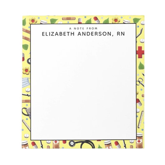 パーソナライズされたナース ノートパッド (正面)