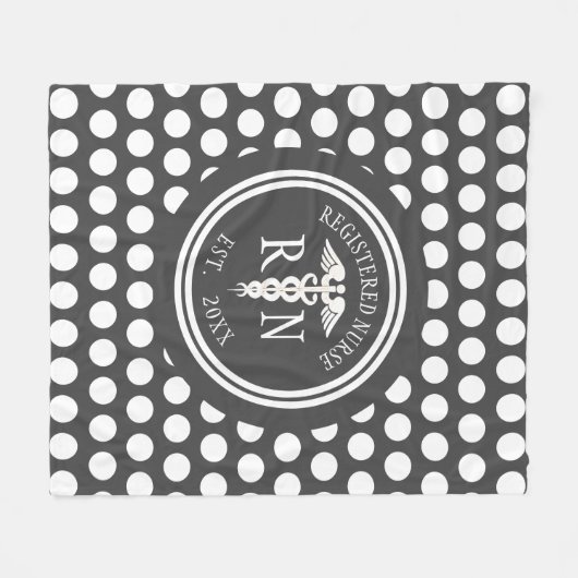 パーソナライズされたナースRNメディカルカドゥセウス フリースブランケット (正面(横))