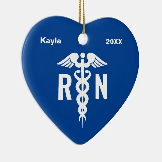 パーソナライズされたナースRNメディカルブルー卒業 セラミックオーナメント (右)
