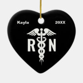 パーソナライズされたナースRN医療用心臓形カスタム セラミックオーナメント (裏面)