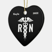 パーソナライズされたナースRN医療用心臓形カスタム セラミックオーナメント (左)
