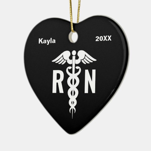 パーソナライズされたナースRN医療用心臓形カスタム セラミックオーナメント (左)