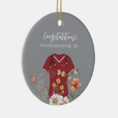 パーソナライズされたナースRN LPN NPマルーンスクラップ セラミックオーナメント (右)