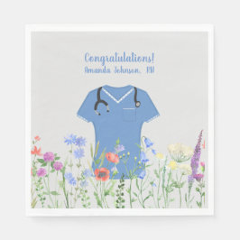 パーソナライズされたナースRN LPN NP青スクラブ スタンダードランチョンナプキン