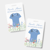 パーソナライズされたナースRN LPN NP青スクラブ バッジ (正面＆裏面)