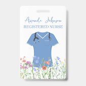 パーソナライズされたナースRN LPN NP青スクラブ バッジ (裏面)