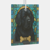 パーソナライズされたニューファンドランド犬「ステンドグラス」 ガラスオーナメント (正面右)