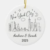 パーソナライズされたニューヨークのスカイラインオーナメント セラミックオーナメント (正面)