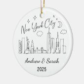 パーソナライズされたニューヨークのスカイラインオーナメント セラミックオーナメント (左)