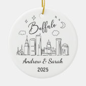 パーソナライズされたニューヨーク,スカイラインバッファローオーナメント セラミックオーナメント (正面)