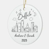 パーソナライズされたニューヨーク,スカイラインバッファローオーナメント セラミックオーナメント (左)
