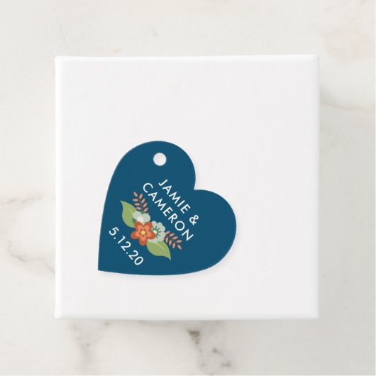 パーソナライズされたネイビーブルーの花柄ギフトタグ フェイバータグ (インサイチュ)