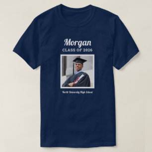 パーソナライズされたネイビー クラス 2023 卒業写真 Tシャツ