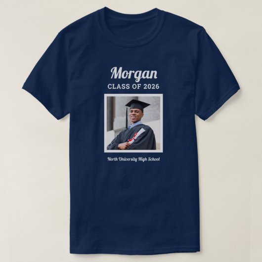 パーソナライズされたネイビー クラス 2023 卒業写真 Tシャツ (デザイン正面)
