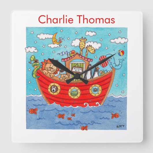 パーソナライズされたノアの箱舟 スクエア壁時計 (正面)