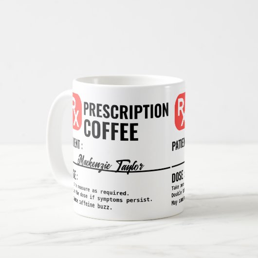 パーソナライズされたノベルティ処方飲料 コーヒーマグカップ (正面左)