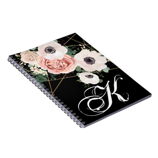 パーソナライズされたノートブックジオメトリックガーデンバラブラック ノートブック (右側)
