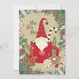 パーソナライズされたノームサンタ フラット ホリデー カード