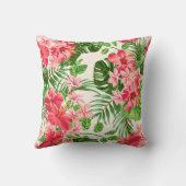 パーソナライズされたハイビスカスフラワーモノグラム枕 クッション (裏面)