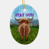 パーソナライズされたハイラ来ンド牛 セラミックオーナメント (裏面)