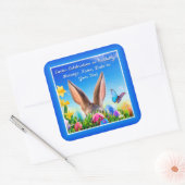 パーソナライズされたハッピーイースタースタンプまたはテキスト スクエアシール (封筒)