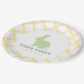 パーソナライズされたハッピーイースターバニー紙プレートイエロー ペーパープレート (アングル)