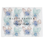 パーソナライズされたハッピーイースター水色 ラージペーパーバッグ (正面)