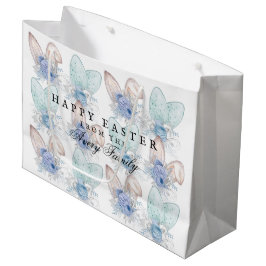 パーソナライズされたハッピーイースター水色 ラージペーパーバッグ