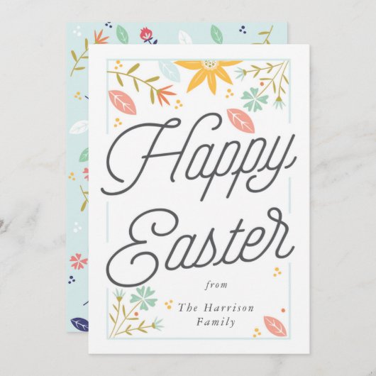 パーソナライズされたハッピーイースター シーズンカード (正面/裏面)