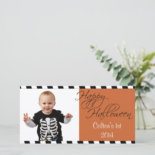 パーソナライズされたハッピーハローウィンあいさつ用フォトカード シーズンカード (スタンド正面)