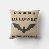 パーソナライズされたハッピーハローウィンこうもり クッション (裏面)