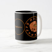 パーソナライズされたハッピーハローウィングリッタースカルマググ ツートーンマグカップ (正面右)
