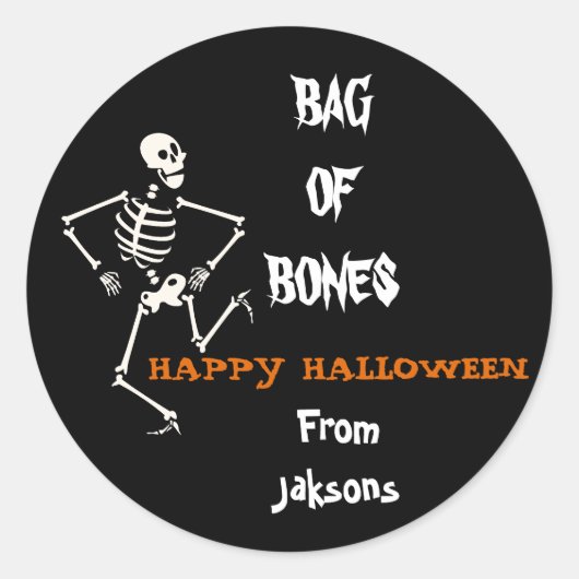 パーソナライズされたハッピーハローウィン幽霊バッグ ラウンドシール (正面)
