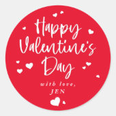 パーソナライズされたハッピーバレンタインデーハート ラウンドシール (正面)