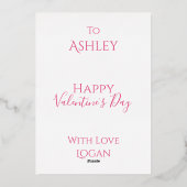 パーソナライズされたハッピーバレンタインデーモダンハート 箔シーズンカード (裏面)