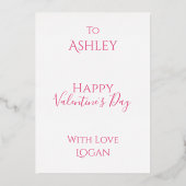 パーソナライズされたハッピーバレンタインデーモダンハート 箔シーズンカード (裏面)