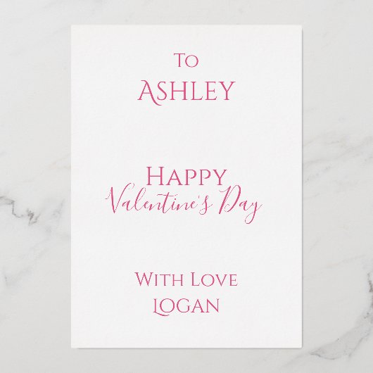 パーソナライズされたハッピーバレンタインデーモダンハート 箔シーズンカード (裏面)