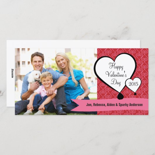 パーソナライズされたハッピーバレンタインデー写真あいさつ文 シーズンカード (正面/裏面)