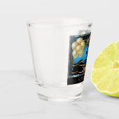 パーソナライズされたハッピーバースデーお祝い – 青 ショットグラス (左)