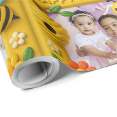 パーソナライズされたハッピーバースデーかわいいハチ ラッピングペーパー (ロールコーナー)