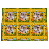 パーソナライズされたハッピーバースデーかわいいハチ ラージペーパーバッグ (正面)