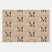 パーソナライズされたハッピーバースデーク素朴ラフトモノグラム ラッピングペーパーシート (正面)