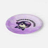 パーソナライズされたハッピーバースデーゲームをテーマにした紫 ペーパープレート (アングル)
