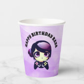 パーソナライズされたハッピーバースデーゲームをテーマにした紫 紙コップ (正面)